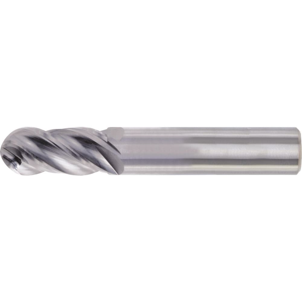 Ball End Mill: 5/8" Dia, 1-1/4" LOC, 4 Flute, High Speed Steel