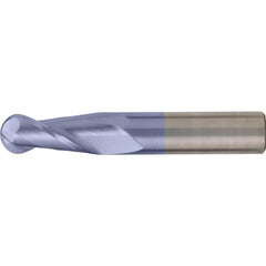 Ball End Mill: 11/64" Dia, 5/8" LOC, 2 Flute, High Speed Steel