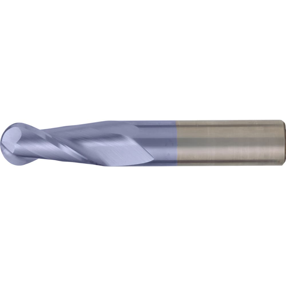 Ball End Mill: 1/32" Dia, 3/32" LOC, 2 Flute, High Speed Steel