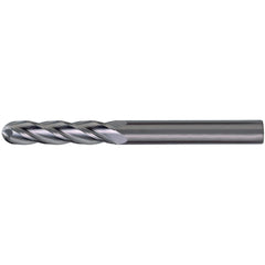 Ball End Mill: 1/8" Dia, 1/4" LOC, 4 Flute, Solid Carbide