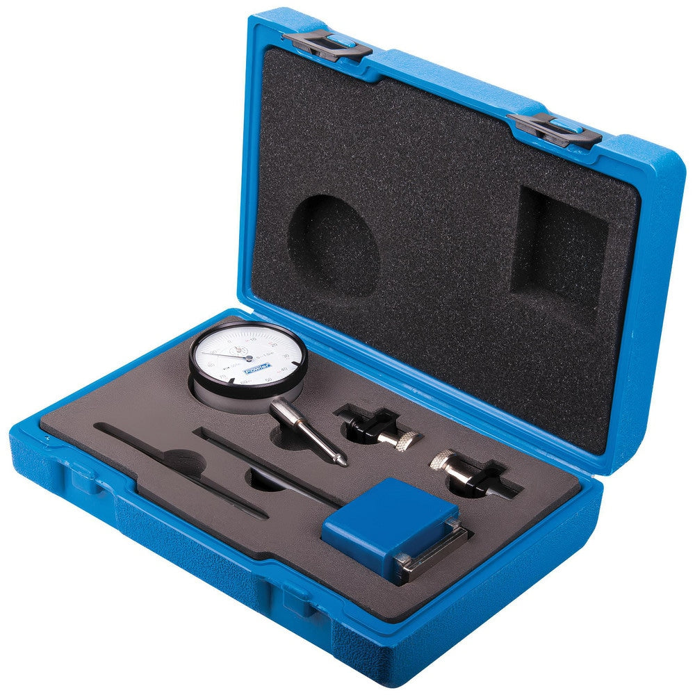 Dial Indicator & Base Kit: 2.0000" Base Length, 1.5000" Base Height, 1" Base Width, 0.0010 Min Measurement, 1.0000 Max Measurement, 0-100 Dial, +/-.001" Accuracy