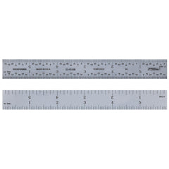 Steel Rules; Material: Steel; Length (Inch): 12; Graduation (Inch): 1/16, 1/64, 1/8, 1/32; Tip Style: Flat; Color: Silver; Flexibility: Rigid