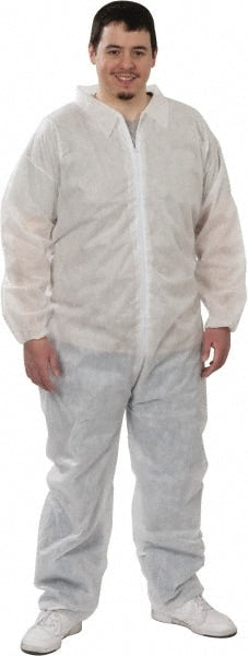 Non-Disposable Rain & Chemical-Resistant Coveralls: Size 3X-Large, White, SMS