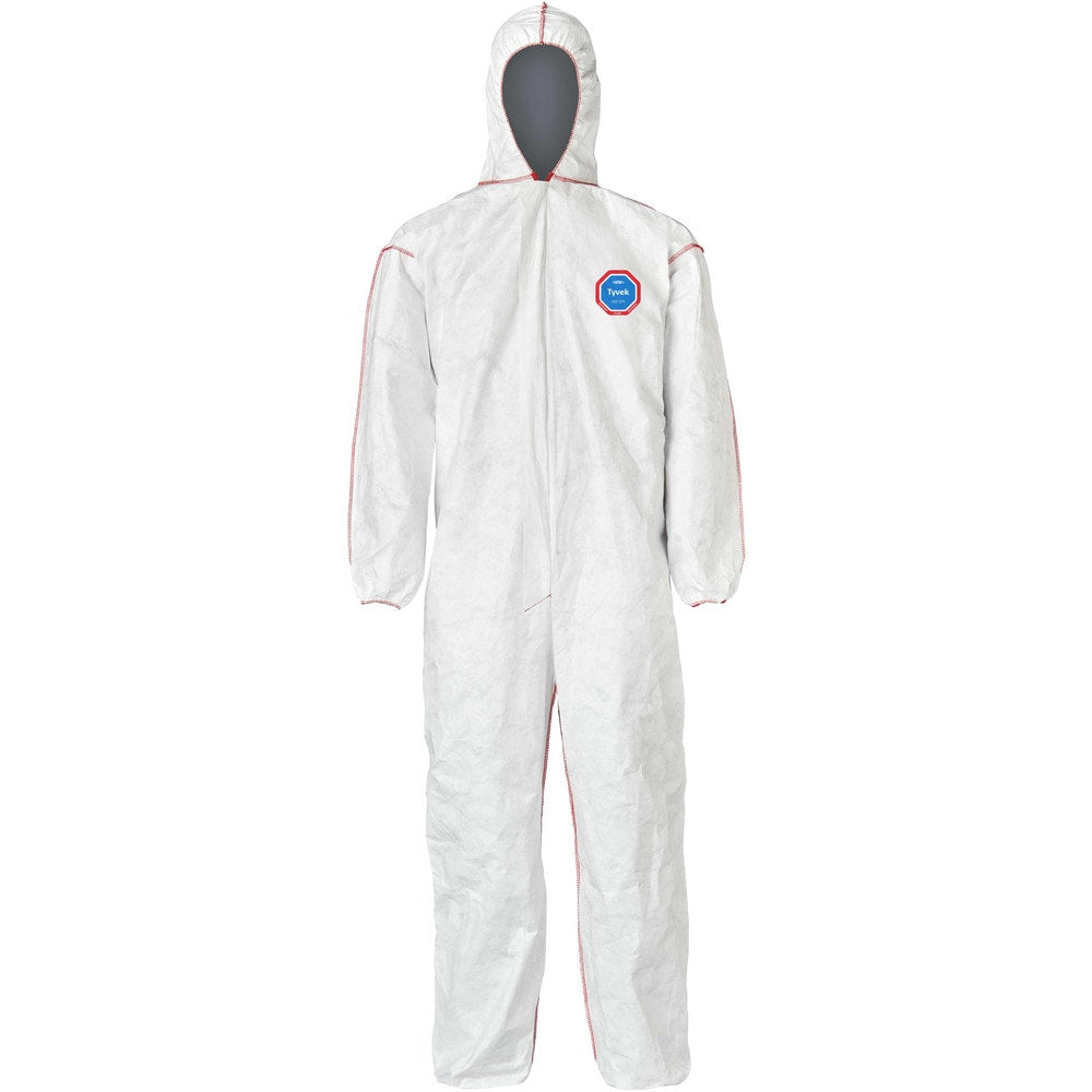 Disposable Coveralls: Particle Protection Protection, Size 7X-Large, Tyvek 400 SFR, Storm Flap, Zipper & Serged Closure