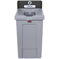 Trash Cans & Recycling Containers; Product Type: Recycling Container; Type: Recycling Station; Container Capacity: 33 gal; Container Shape: Square; Lid Type: Open Lid; Container Material: Resin; Color: Gray, Black; Material: Resin