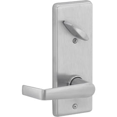 Lever Locksets; Lockset Type: Interconnected Locks; Key Type: Key; Back Set: 2-3/8 & 2-3/4; Cylinder Type: Schlage C123 Cylinder; Material: Metal; Door Thickness: 1-3/4; Finish: Satin Chrome