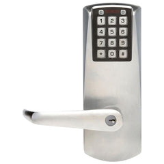 Lever Locksets; Lockset Type: CVR & Rim Exit Trim with Keypad; Key Type: Schlage C; Back Set: 2-3/4; Cylinder Type: Schlage C Keyway; Material: Metal; Door Thickness: 1 3/8 - 1 3/4; Finish: Satin Chrome