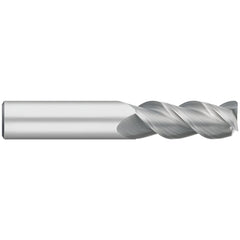 Corner Radius End Mill: 3/16" Dia, 3/8" LOC, 0.0100" Radius, 3 Flute, Solid Carbide