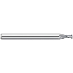 Corner Radius End Mill: 0.9 mm Dia, 0.053" LOC, 0.0050" Radius, 2 Flute, Solid Carbide