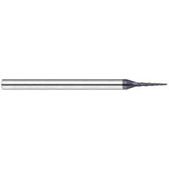 Tapered End Mill: 15 deg Angle per Side, 0.0600" Small Dia, 0.4800" LOC, 3 Flute, Tapered End