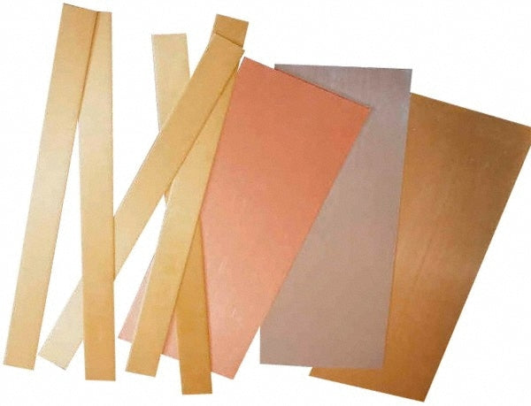 Brass Sheets; Material: Brass; Alloy Grade: 260; Thickness (Decimal Inch): 0.001 in; 0.002 in; 0.003 in; Width (Inch): 4 in; Length (Inch): 10 in; 10; Type: Shim Stock Sheet Assortment; 260; Thickness Range (Decimal Inch): 0.001 - 0.003; Length (Feet): 10