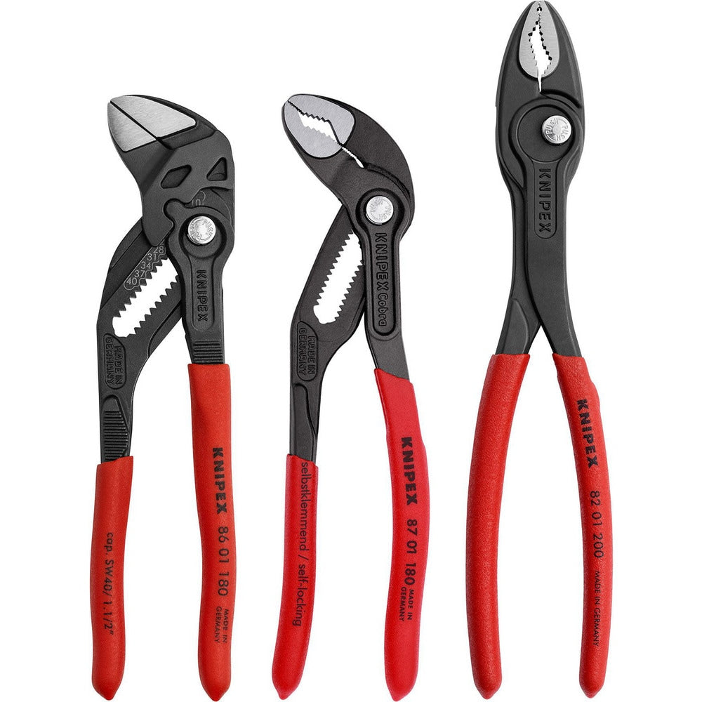 Plier Sets; Plier Type Included: TwinGrip Pliers, Cobra Water Pump Pliers, Pliers Wrench; Container Type: None; Handle Material: Non-Slip Plastic; Includes: 87 01 180, 86 01 180, 82 01 200; Insulated: No; Tether Style: Not Tether Capable