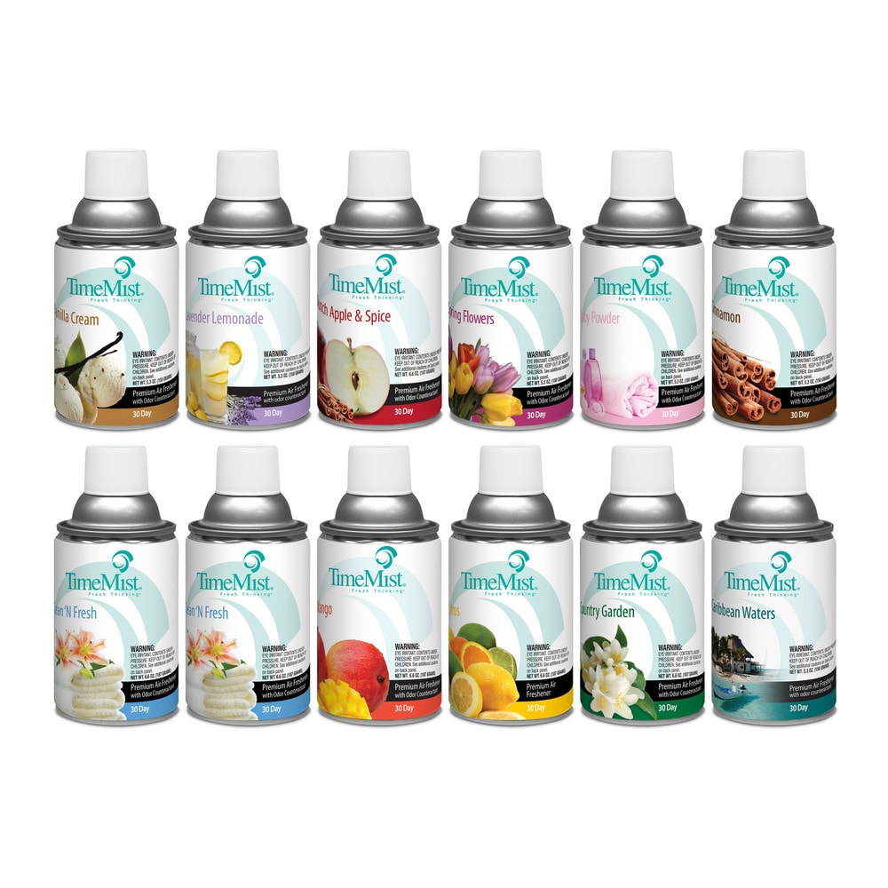 Air Freshener Dispenser Refills; Refill Form: Canister; Container Size: 7 oz; Scent: Citrus, Dutch Apple & Spice, Spring Flowers, Country Garden, Vanilla, Clean Fresh, Mango, Baby Powder, Lavender Lemonade, Cinnamon, Caribbean Waters; For Use With: Zep 30