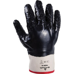 Work Gloves: SHOWA 7166R, Nitrile-Coated Nitrile/Cotton, General Purpose