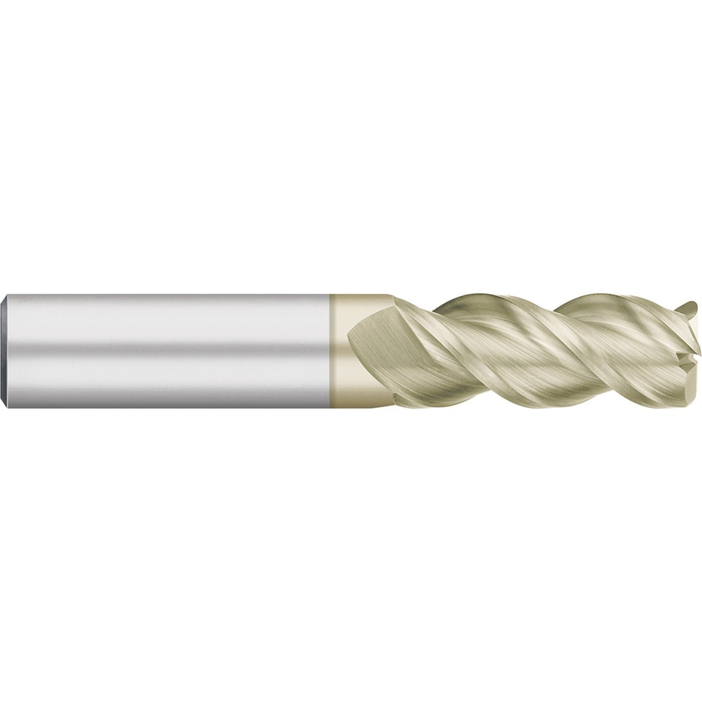 Corner Radius End Mill: 1" Dia, 1-3/4" LOC, 0.1250" Radius, 3 Flute, Solid Carbide