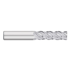 Roughing End Mill: 3/8" Dia, 4 Flute, Medium Pitch, 0.0200" Corner Radius, Single End, Solid Carbide