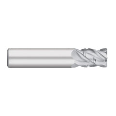 Roughing End Mill: 1/2" Dia, 4 Flute, Medium Pitch, 0.0300" Corner Radius, Single End, Solid Carbide