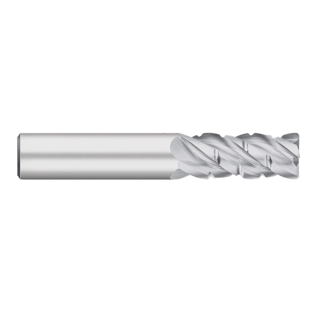 Roughing End Mill: 3/16" Dia, 4 Flute, Medium Pitch, 0.0100" Corner Radius, Single End, Solid Carbide