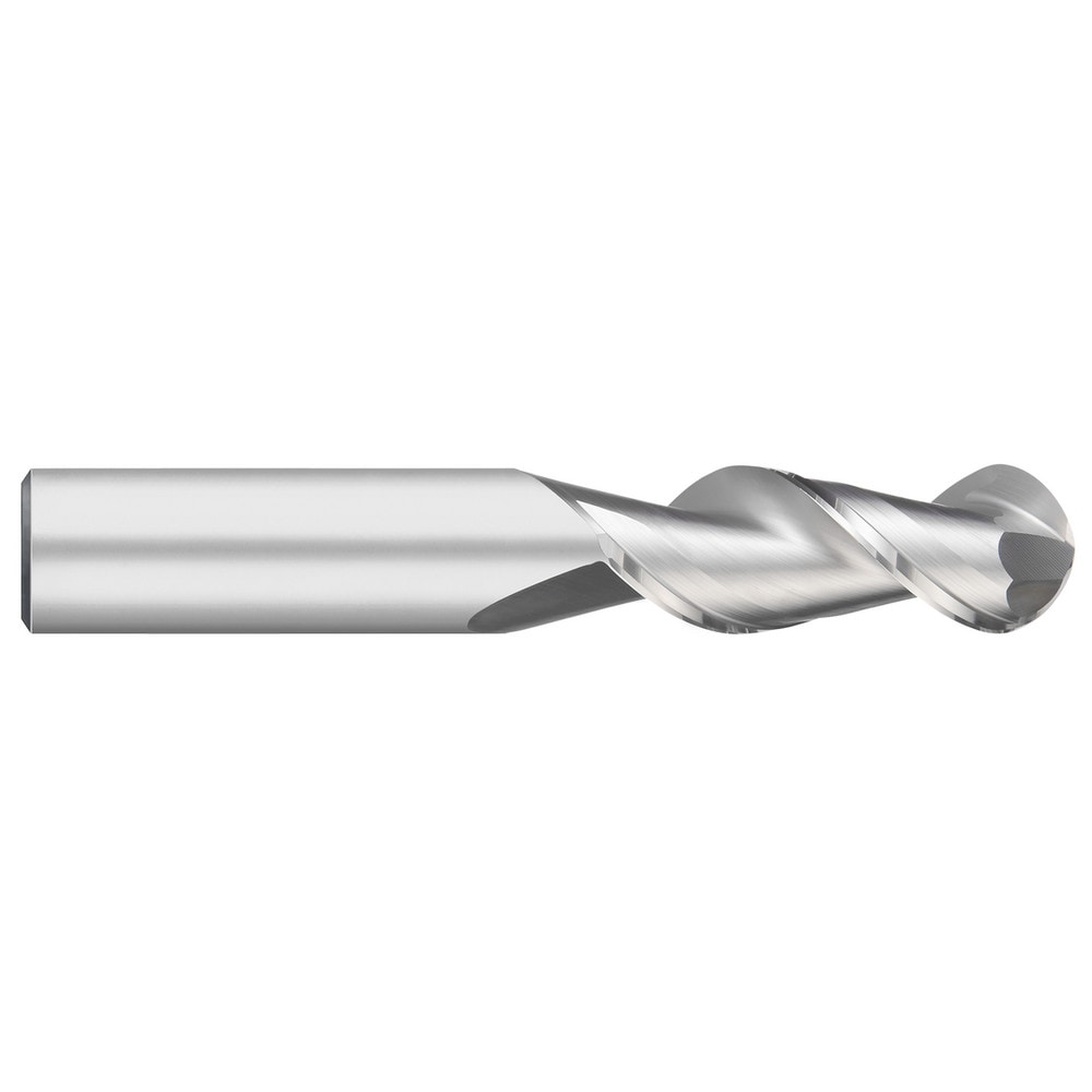 Ball End Mill: 1" Dia, 2-1/4" LOC, 2 Flute, Solid Carbide