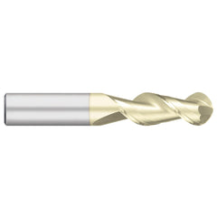 Ball End Mill: 1" Dia, 2-1/4" LOC, 2 Flute, Solid Carbide