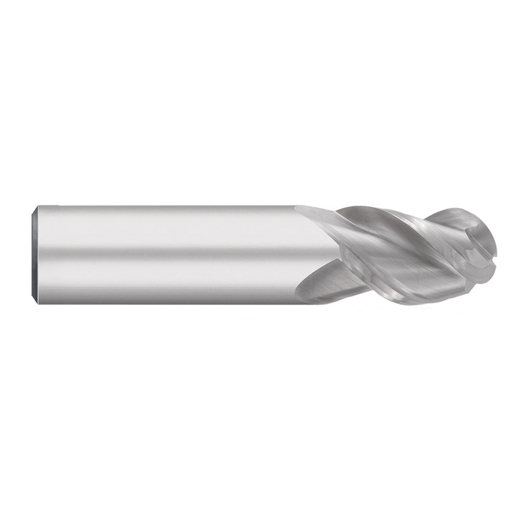 Ball End Mill: 1/2" Dia, 1-1/4" LOC, 3 Flute, Solid Carbide