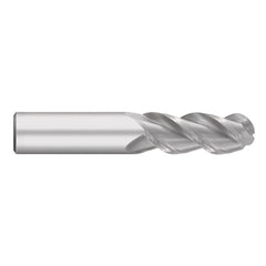 Ball End Mill: 1/2" Dia, 2" LOC, 3 Flute, Solid Carbide