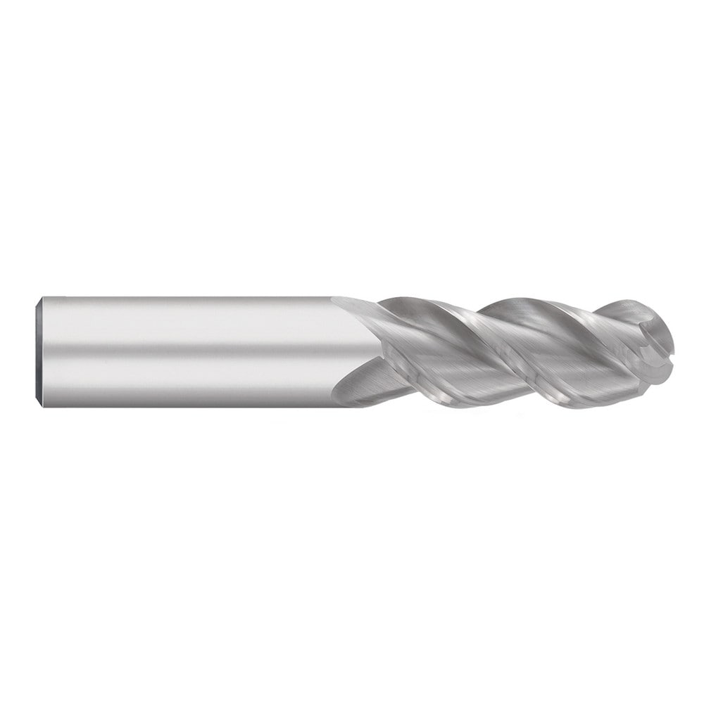 Ball End Mill: 1/8" Dia, 3/4" LOC, 3 Flute, Solid Carbide