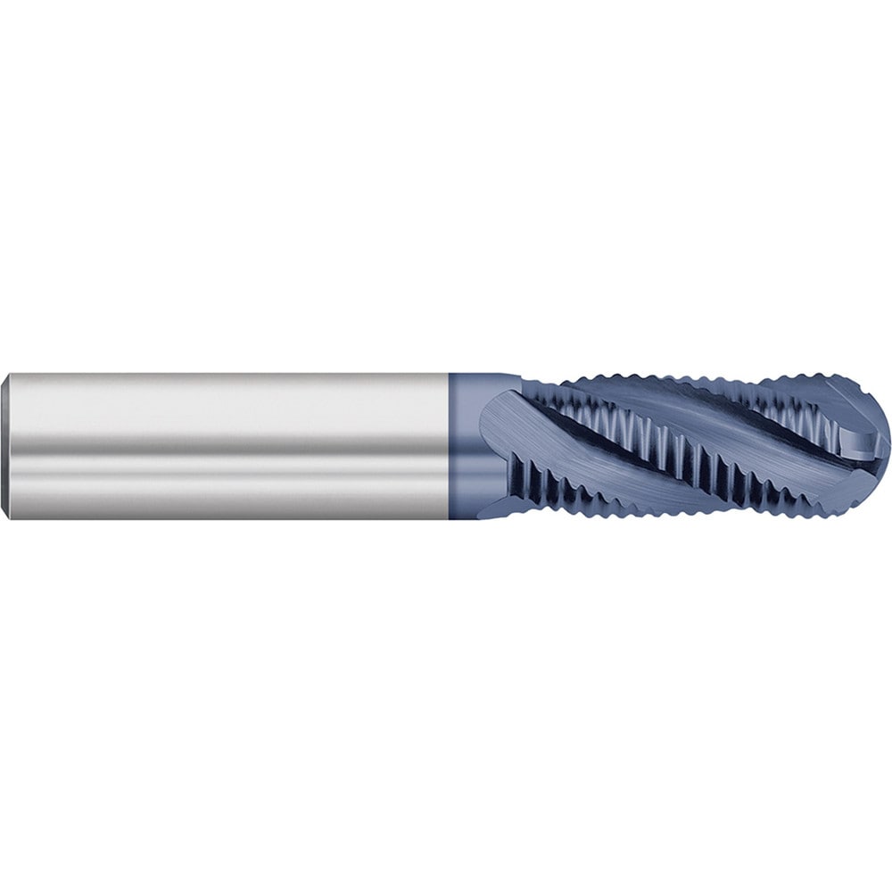 Roughing End Mill: 3/8" Dia, 4 Flute, Fine Pitch, Single End, Solid Carbide