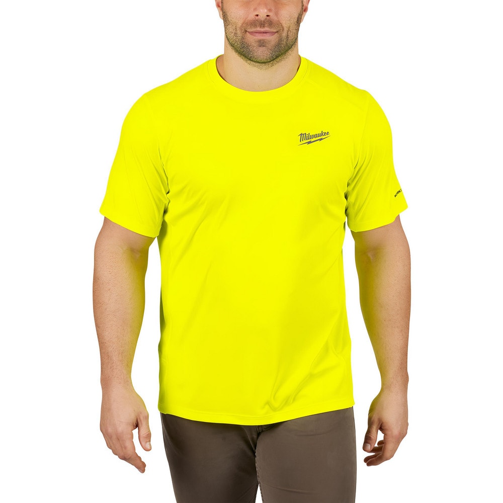 Work Shirt: General Purpose, 3X-Large, Polyester, High-Visibility Yellow