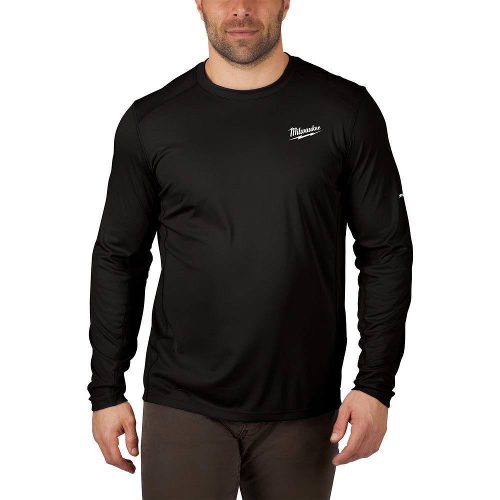 Work Shirt: General Purpose, Long Sleeve, Large, Polyester, Black