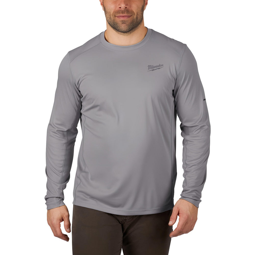 Work Shirt: General Purpose, Long Sleeve, 3X-Large, Polyester, Gray