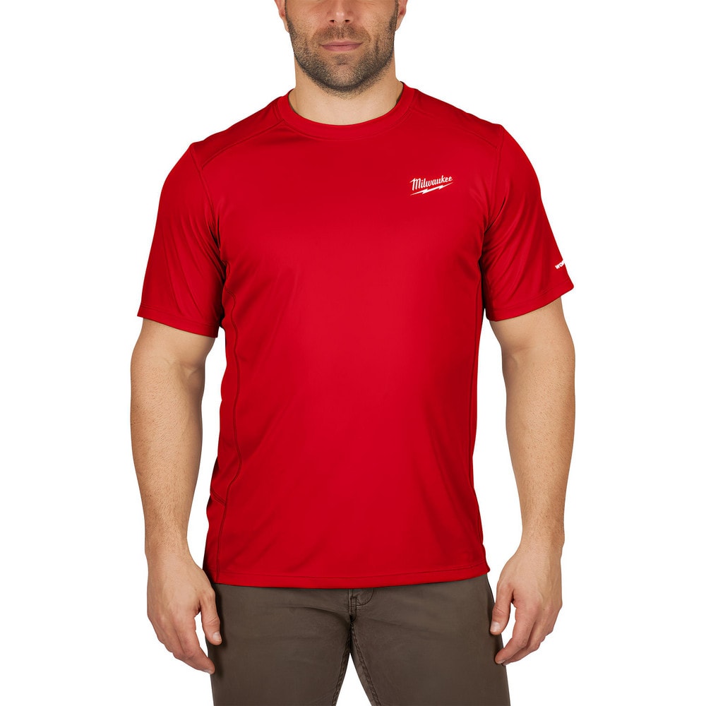 Work Shirt: General Purpose, Medium, Polyester, Red