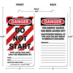 Lockout Tag: Rectangle, 6-1/4" High, Synthetic Paper, "DANGER"