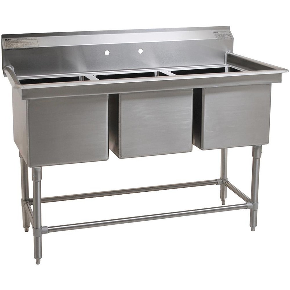 Sinks; Mounting Location: Free-Standing; Number Of Bowls: 3; Material: Stainless Steel; Faucet Included: No; Faucet Type: No Faucet; Depth (Inch): 14; Valve Design: No Valve