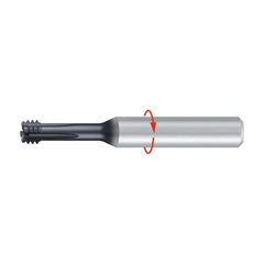 Helical Flute Thread Mill: 3/8-16, 4 Flute, 8.00 mm Shank Dia, Solid Carbide