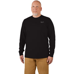 Work Shirt: Lightweight, Breathable & UV Protection, Long Sleeve, X-Large, Cotton & Polyester, Black, 0 Pocket