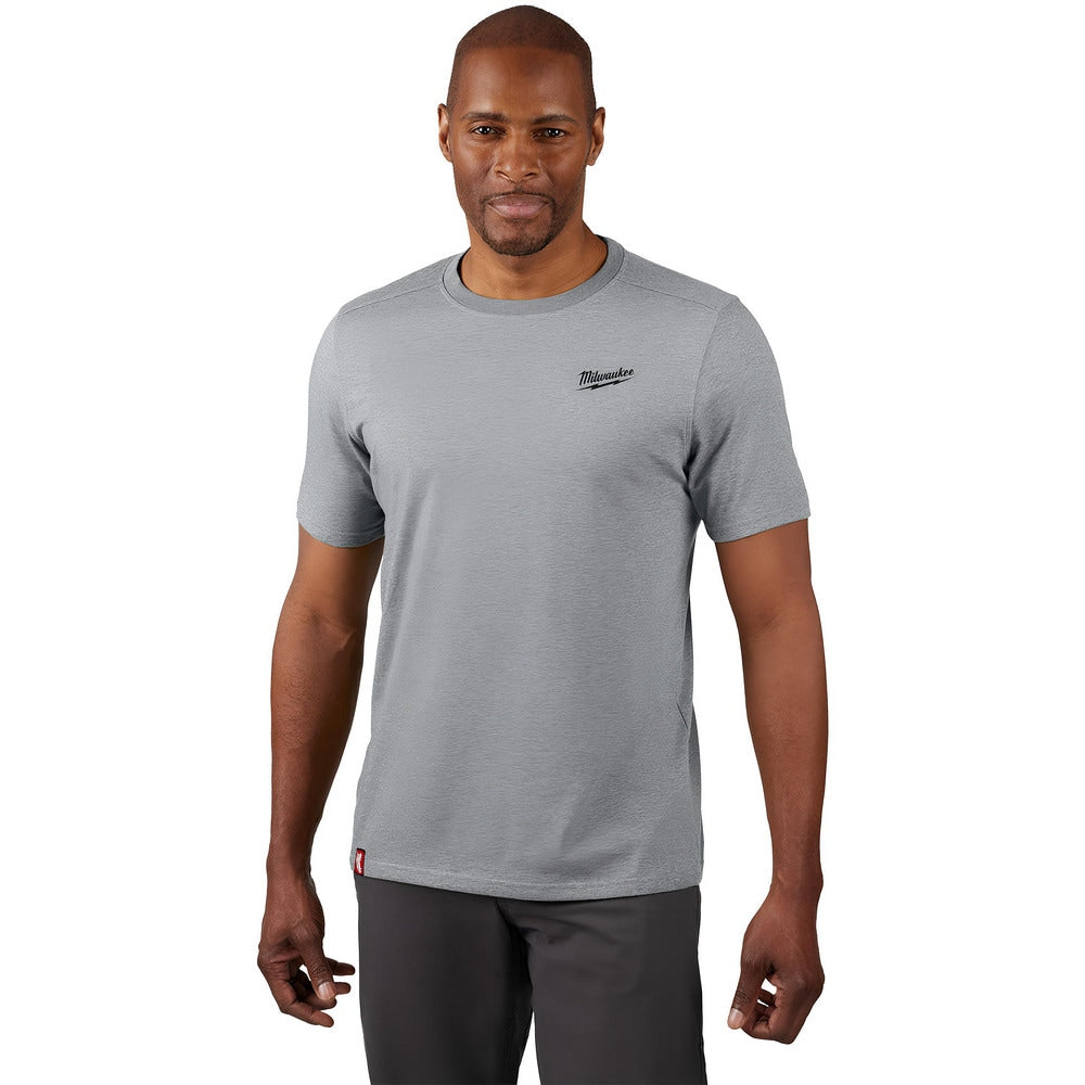 Work Shirt: Lightweight, Breathable & UV Protection, Short Sleeve, X-Large, Cotton & Polyester, Gray, 0 Pocket