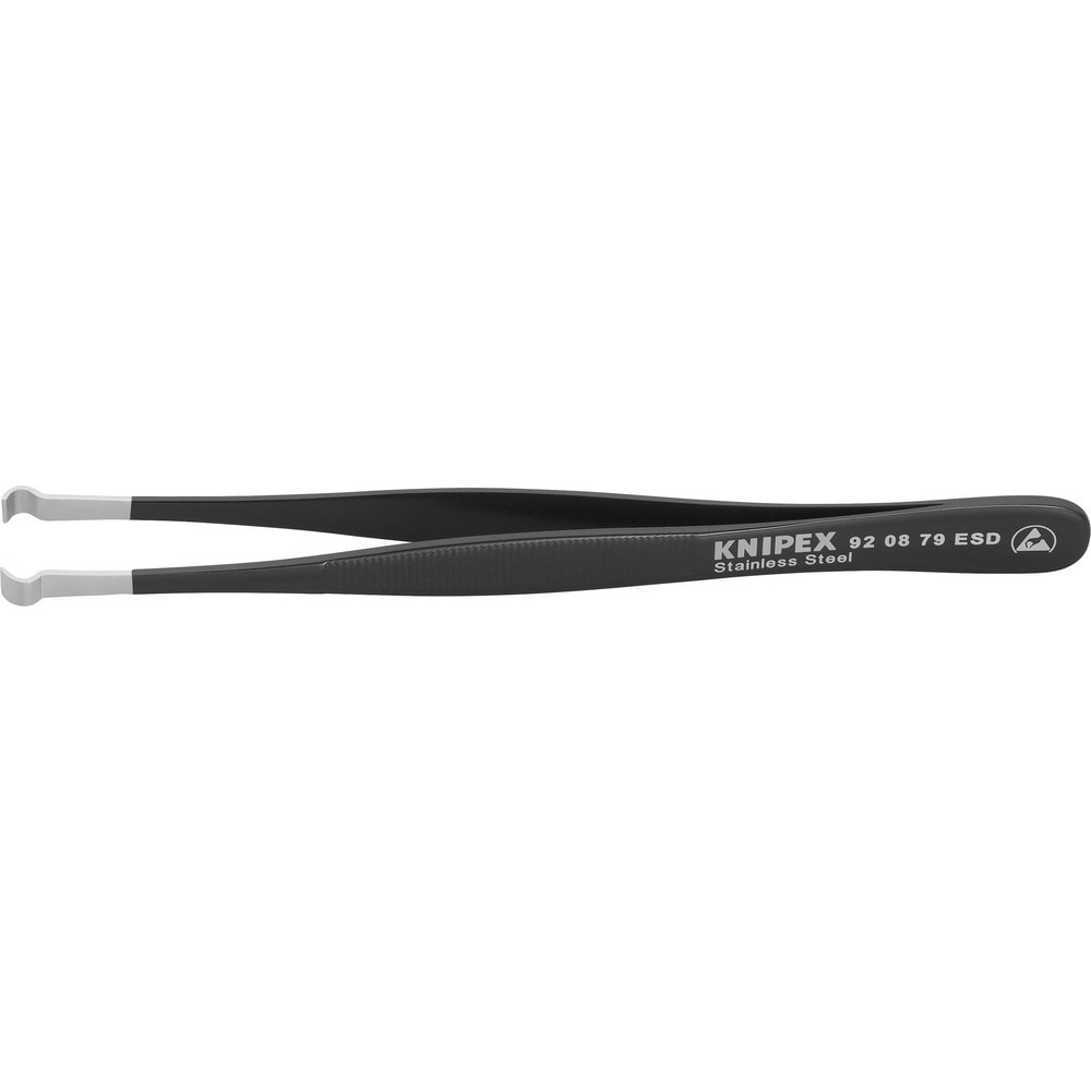 Tweezers; Tweezer Type: ESD Safe; Pattern: Smooth Pointed Tip and Serrated Bent Tip; Material: Stainless Steel; Tip Type: Straight; Tip Shape: Cylindrical; Overall Length (Inch): 4-3/4; Grip Style: Smooth