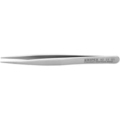 Tweezers; Tweezer Type: Fine Point; Pattern: Smooth Pointed Tip and Serrated Bent Tip; Material: Stainless Steel; Tip Type: Pointed, Straight; Tip Shape: Pointed; Overall Length (Inch): 4-3/4; Grip Style: Smooth