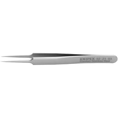 Tweezers; Tweezer Type: Fine Point; Pattern: Smooth Pointed Tip and Serrated Bent Tip; Material: Stainless Steel; Tip Type: Extra Fine; Tip Shape: Pointed; Overall Length (Inch): 4-1/2; Grip Style: Smooth