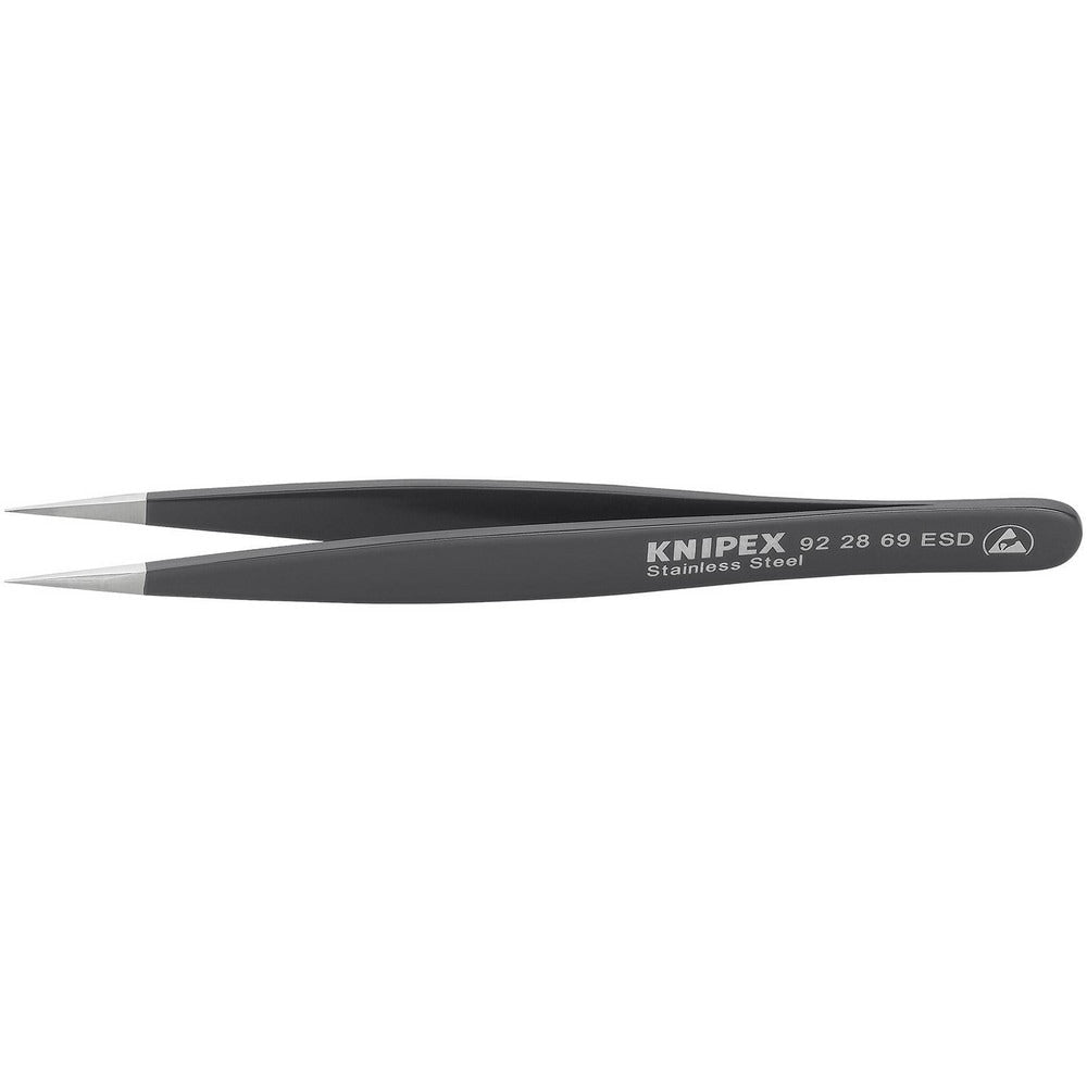 Tweezers; Tweezer Type: ESD Safe; Pattern: Smooth Pointed Tip and Serrated Bent Tip; Material: Stainless Steel; Tip Type: Extra Fine; Tip Shape: Pointed; Overall Length (Inch): 5-1/4; Grip Style: Smooth