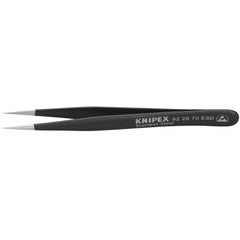 Tweezers; Tweezer Type: ESD Safe; Pattern: Smooth Pointed Tip and Serrated Bent Tip; Material: Stainless Steel; Tip Type: Extra Fine; Tip Shape: Pointed; Overall Length (Inch): 4-1/2; Grip Style: Smooth