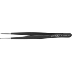 Tweezers; Tweezer Type: ESD Safe; Pattern: Serrated Blunt Tip; Material: Stainless Steel; Tip Type: Blunt; Tip Shape: Pointed; Overall Length (Inch): 5-3/4; Grip Style: Smooth