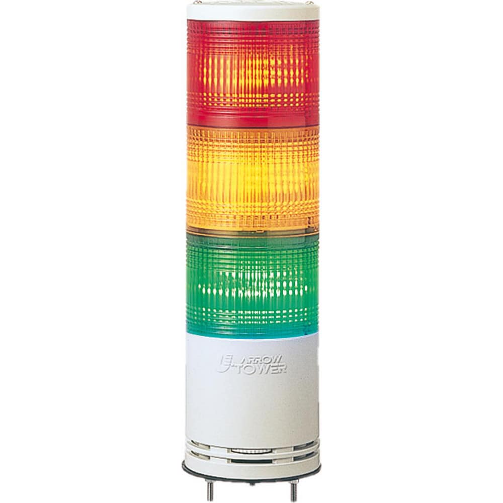 Stackable Tower Light Modules; Light Module Type: Light Module; Light Type: Steady, Flashing; Light Color: Red, Orange, Green; Lamp Type: LED; Lamp Life: 40000; Voltage: 100.00, 240.00; Amperage: 160.0000 mA; Power Rating: 38.4 W