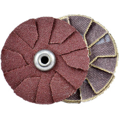 Slotted Overlap Discs; Abrasive Type: Coated; Disc Diameter (Inch): 2; Overlap Disc Type: Outward; Abrasive Material: Aluminum Oxide; Grit: 80; Eyelet Size: 8-32; Grade: Medium