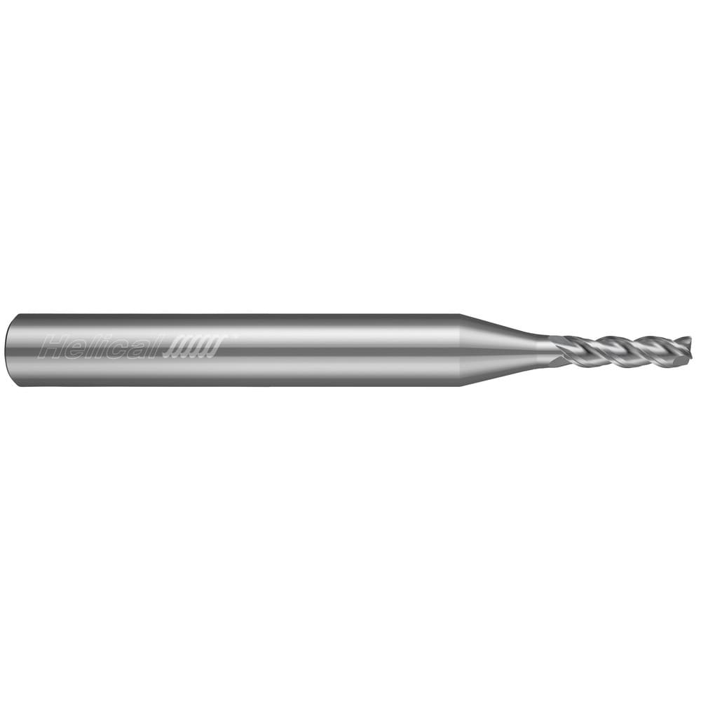 Corner Radius End Mill: 3/16" Dia, 9/16" LOC, 0.0100" Radius, 3 Flute, Solid Carbide