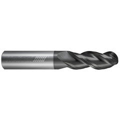 Ball End Mill: 3/16" Dia, 1" LOC, 3 Flute, Solid Carbide