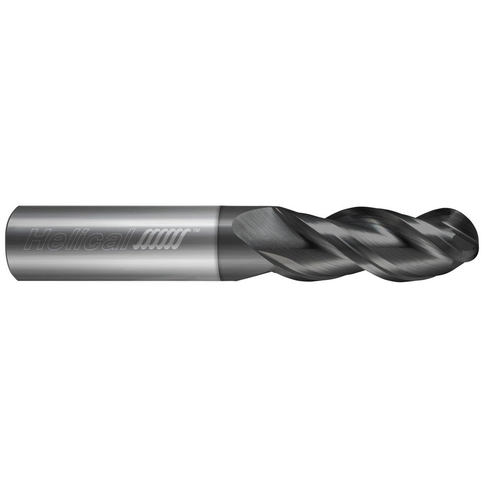 Ball End Mill: 1/2" Dia, 2" LOC, 3 Flute, Solid Carbide