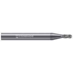 Ball End Mill: 1/4" Dia, 3/4" LOC, 4 Flute, Solid Carbide