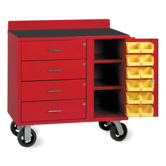 Mobile Work Benches; Bench Type: Bin & Organization; Depth (Inch): 20; Load Capacity (Lb. - 3 Decimals): 1400.000; Color: Red